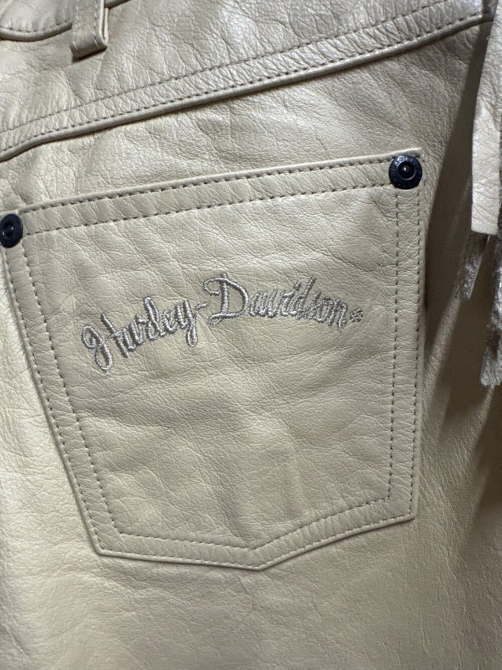 Harley-Davidson Kids Tan Leather Fringe Pants Size XL With Tags - Picture 7 of 8